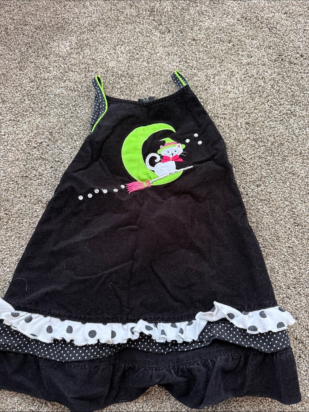 Rare Editions Black Dress with Green and Pink Appliqué